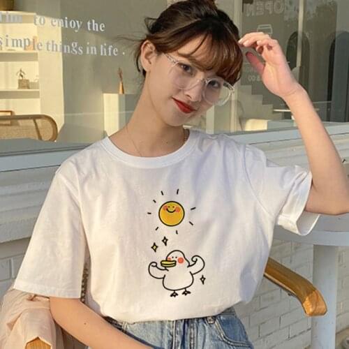 Women tshirt fun regular Cartoon Girl Korean Harajuku Ulzzang o-neck cute print dropshipping clothing vintage tee top bar punk
