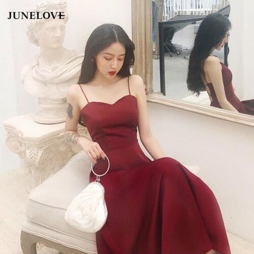 JuneLove Sleeveless Dress Women Holiday Vintage Dress Female Backless Criss-Cross Sexy Fashion Slim Lacing Chic Ins Clothing New
