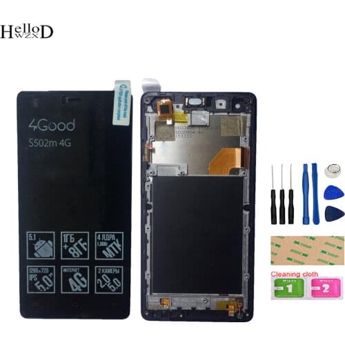 Mobile LCD Display Touch Screen Digitizer Panel For 4Good S502M 4G Mobile Phone Sensor Assembly LCDs Frame Tools 3M Glue