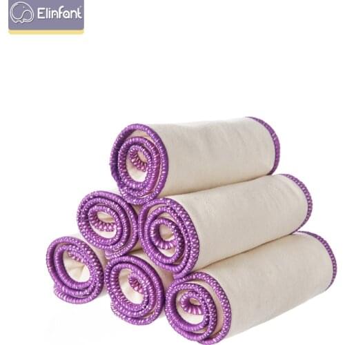Elinfant 10 / Pcs 3 Layers of Hemp Cotton Purple Edge Diapers Insert Washable Reusable Super Soft Baby Nappy Insert 35×13.5 Cm