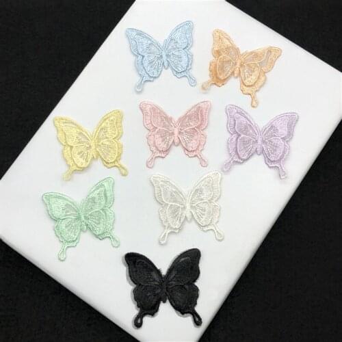 100pcs/lot Organza 3d Butterfly Handmade DIY Lace Embroidery Patch Wedding Dress Clothing Decoration Diy Applique