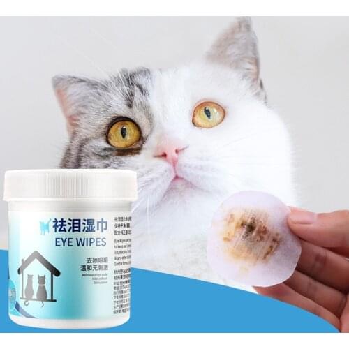 100Pcs/Can Pet Eye Wet Wipes Dog Cleaning Paper Towels Tear Stain Remover E56E