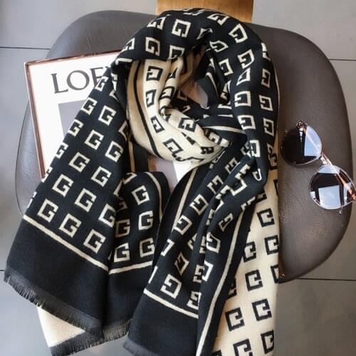 2021 luxury double-sided letter scarf women winter warm cashmere shawl scarf printed soft thin blanket holiday gift