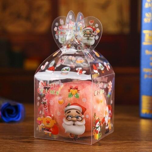 500pcs Christmas Candy Gift Box Transparent Apple box Xmas Snowman Elk Santa Xmas Tree Treats Sweets Clear Boxes Gift ZA4973
