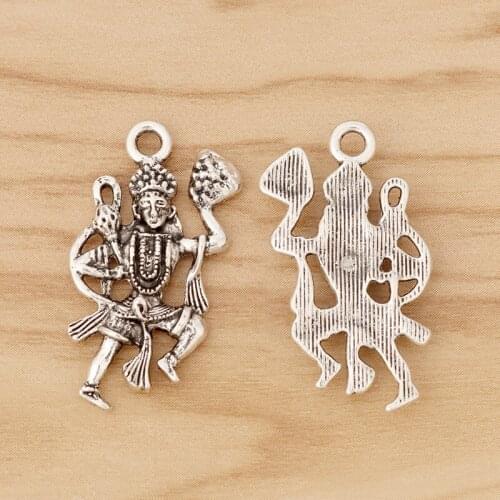 20 Pieces Tibetan Silver Vishnu Indian God Charms Pendants Beads for Necklace Jewellery Making Accessories 32x19mm