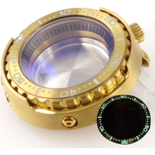 New Real Bronze Solid 47mm Diver Watch Case 20ATM Water Proof fit NH35A NH36A SKX007 Sapphire Glass Unidirectional Bezel