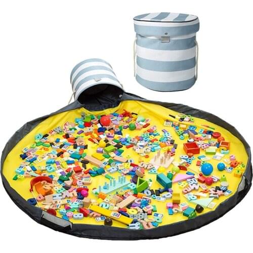 Baby Play Mat Toy Clean-up Storage Bag Toys Organizer Foldable Storage Containers Portable Storage Baskets for Children Kids