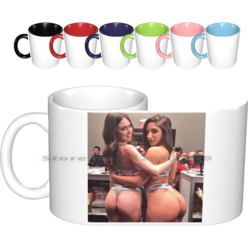 Two Girl Ceramic Mugs Coffee Cups Milk Tea Mug Adult Girls Beautiful Beauty Rileys Sexy Hot Fetist Hentai Reid Pink Lingerie