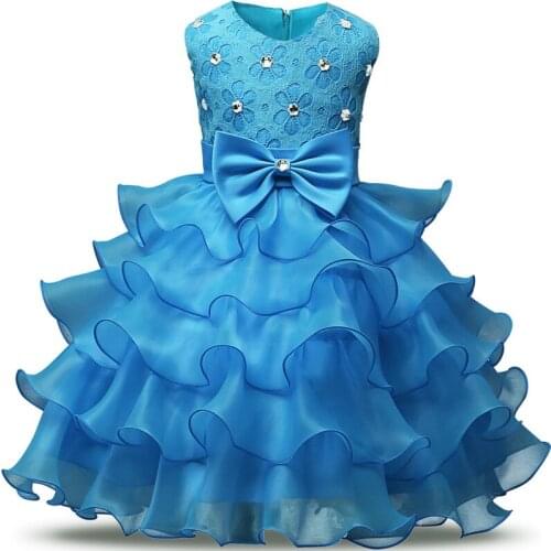 Elegant Princess Dress 9 Colors Flower Girl Wedding Evening Children Clothing 3-8 Years Birthday Party Kids Dresses for Girls