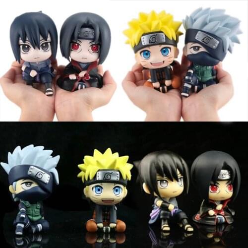 Original Naruto Q Posket Anime Figure Sitting Posture Hatake Kakashi Uzumaki Uchiha Itachi Sasuke Model Collection Kids Gift