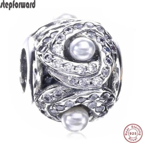 DIY Popular High Quality Stone And Pearl Paving 925 Sterling Silver Charm Fit European Famous Bracelet