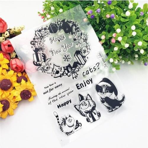 Hot selling Holiday cat alphabet transparent clear stamp / silicone seal roller stamp DIY scrapbook album / card production