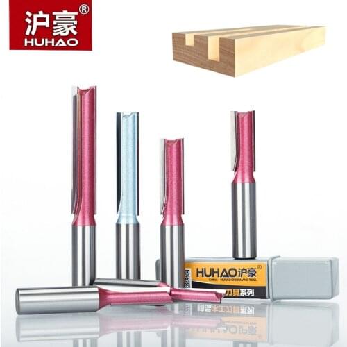 HUHAO 1pc 1/4" 1/2" Shank Industrial Milling Cutter Grade Straight Bit Woodworking Tools Router Bit For Wood Tungsten Endmill