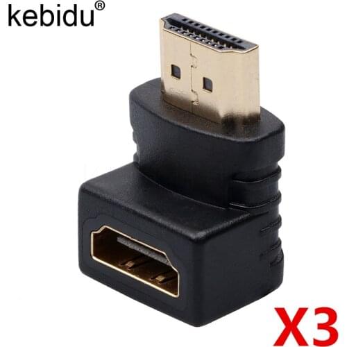 Kebidu 1/3PCS male to female Cable Adapter Converter 90 Degree angle for 1080P Smart HDTV HDMI-compatible adapter
