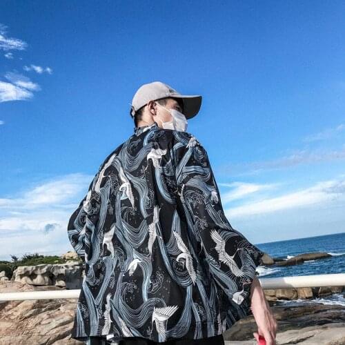 Samurai Crane Japanese Style Kimono Haori Men Women Cardigan Chinese Dragon Traditional Japanese Clothing Asian Clothes