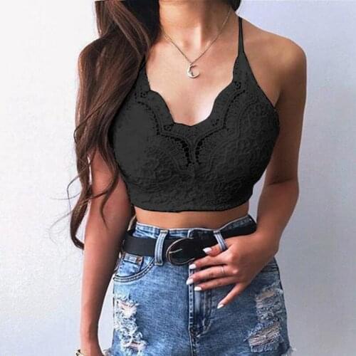 Lace Bralette Cami Top Women Solid Color Bra Lingerie Wireless Brassiere Underwear Sexy Breathable Femme Tank Hollow Out Fashion