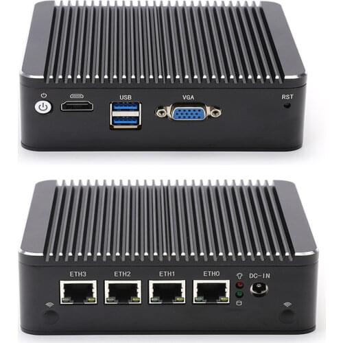 X86 Linux Fanless Mini Pc 4lan Celeron N2840 N2940 N3540 J1900 J3160 J3455 Firewall VPN Router pfSense 4 Nic Network Server