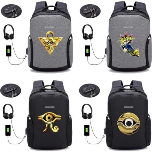 Anime Yu Gi Oh backpack multifunction Anti Theft USB charging teenagers Men womens travel Laptop Bags Student School backpack