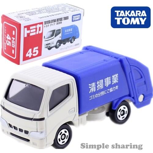 Takara Tomy Tomica No.45 Toyota Dyna Refuse Truck Model Kit Scale 1:63 Cleaning CAR Diecast Hot Baby Toys Funny Magic Bauble