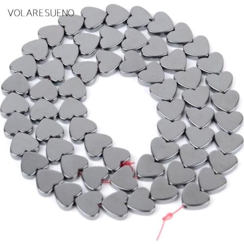 Natural Black Love Heart Hematite Round Loose Beads For Jewelry Making 8mm Spacer Beads Fit Diy Bracelet Necklace Accessory 15