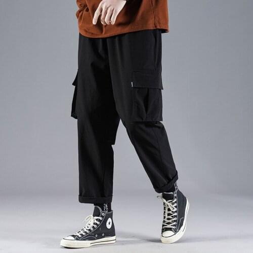2021 New Overalls Pants Mens Fashion Spring Loose Beam Pants High Waist Multi-pocket Casual Streetwear Straight Trousers