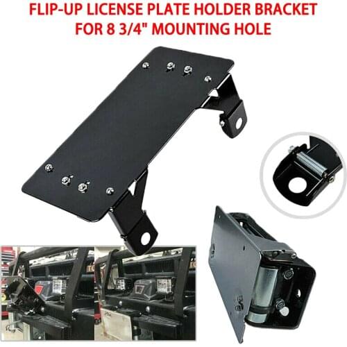 2022 new Solid Flip-up Winch Roller Fairlead License Plate Holder Bracket Mount Stainless Steel Black for 8 3/4" Mounting Hol