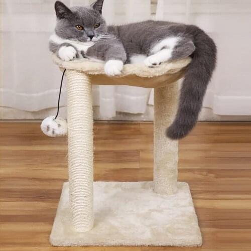 Simple Small Solid Wood Sisal Cat Scratching Post Integrated Hammock Climbing Frame