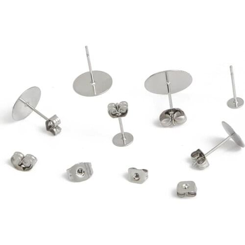 100/200pcs High Quality Stainless Steel Blank Earring Stud Base Pins Earrings Earplug For DIY Jewelry Making Accessories Supplie