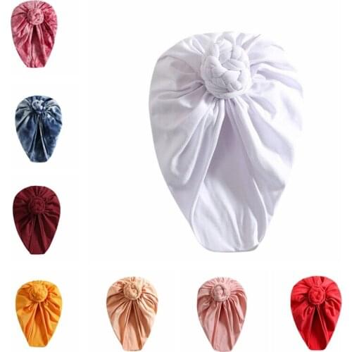 Soft Skin-friendly Knitting Cotton Newborn Indian Hats Fashion Handmade Knotted Baby Girls Caps Tie-dyed Headwear Photo Props