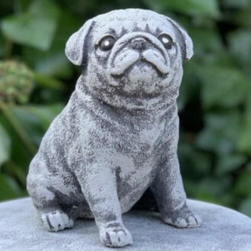 Pug Statue Garden Decor Simulation Puppy Resin Ornament For Home Yard Garden Decoration French Bulldog Statue