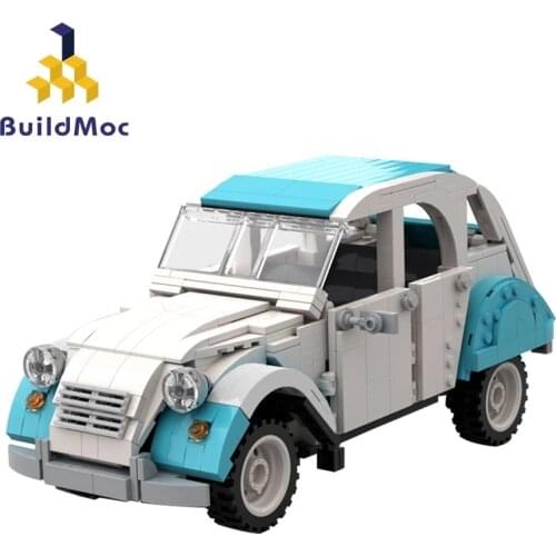 Buildmoc technical retro vintage car super racing retro collection racing module building block model kid toy birthday gift