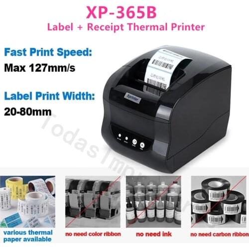 Xprinter 2 in 1 Thermal Receipt Barcode Label Printer Width 20mm-80mm Sticker Printer 152mm/s BT WIFI LAN USB Android Imprimante