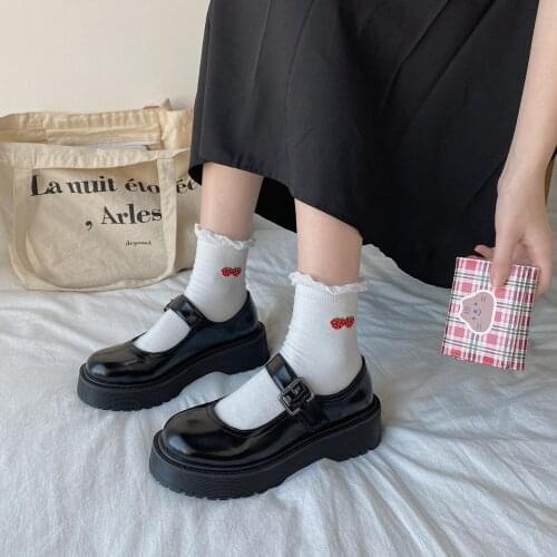 2021 Women Creepers Mary Jane Student Goth Ladies Loafers Shoes Woman New Pu Flats Platform JK Mary Jane Dropshipping Plus Size