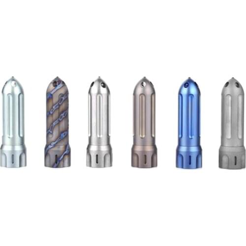 1PC EDC Titanium Alloy Rocket Waterproof Mini Storage Medicine Pill Bottle Container Keychain Pendant Can Install Tritium Tube