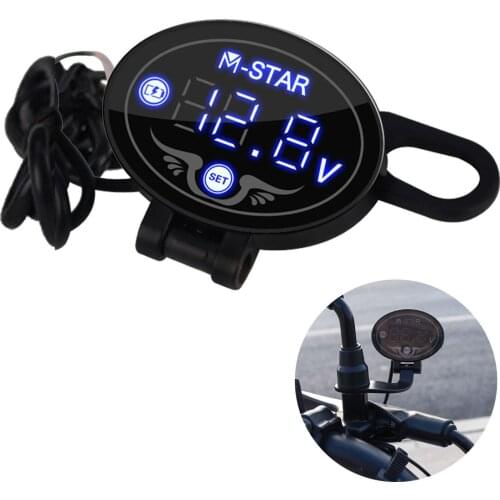 12V Motorcycle LCD Digital Meter Voltage Warning Detector Warning Gauge Waterproof Universal