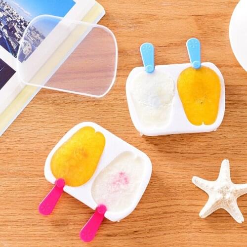 2 Cell PP Frozen Ice Cream Mold Juice Popsicle Maker Children Pop Mould Lolly Tray Silicone Molds Cake Decorating Baking
