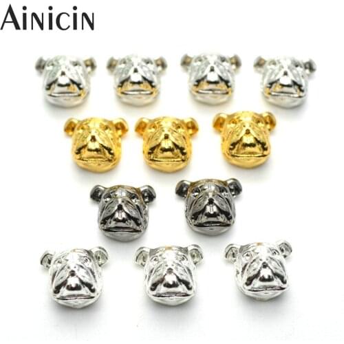20pcs Lovely Pug Dog Head Gold Silver Gun Black Plating Alloy Beads For Fashion Bracelet Making Materials