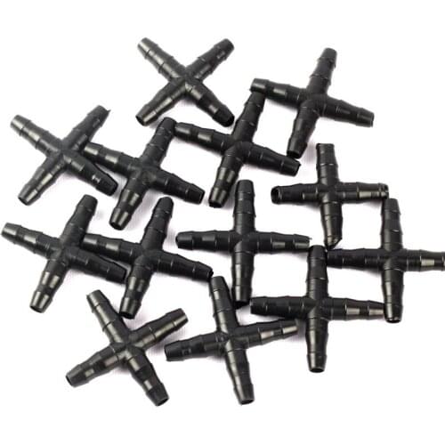 30pcs High Efficient Garden Greenhouse Farm Drip Irrigation System Fittings Equal Four-ways 4/7mm Hose Connectors