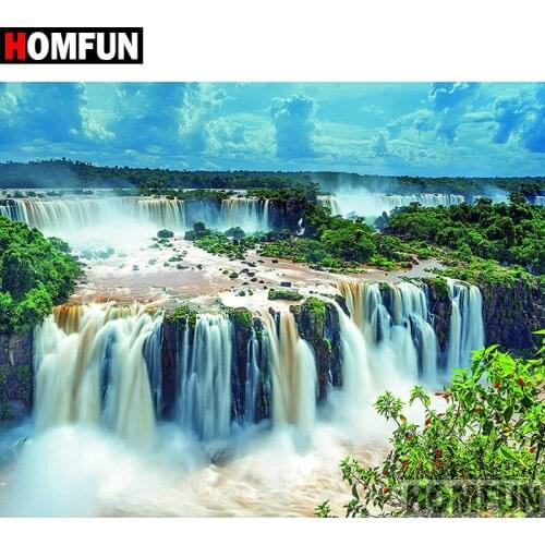 HOMFUN 5D DIY Diamond Painting Full Square/Round Drill "Waterfall scenery" 3D Embroidery Cross Stitch gift Home Decor A02201