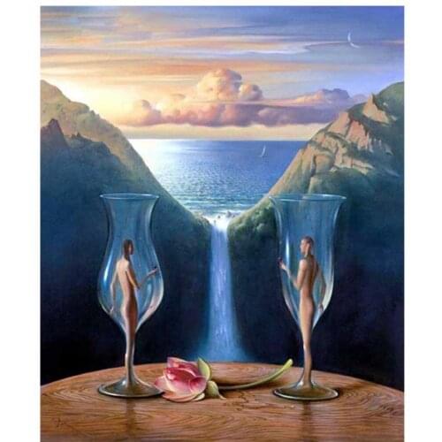 5d cup diamond painting mountain lake embroidery mosaic art diamond dotz rhinestone picture puzzle drawing wall decor stickers