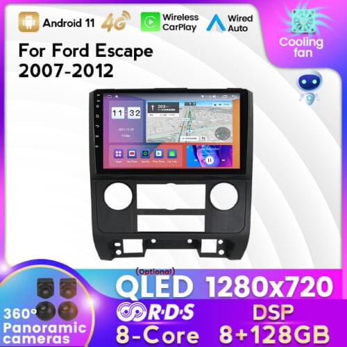 9" Android 11 Smart Car Radio For Ford Escape 2007-2012 GPS Video Multimedia Stereo Auto Player Carplay IPS Screen No 2din DVD