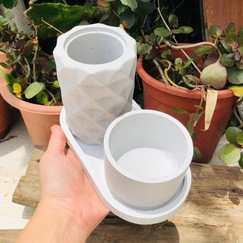 Concrete Flower Pot Silicone Mold Fleshy Potted Flower Pot Aroma Candle Container Diy Clay Plaster Mold