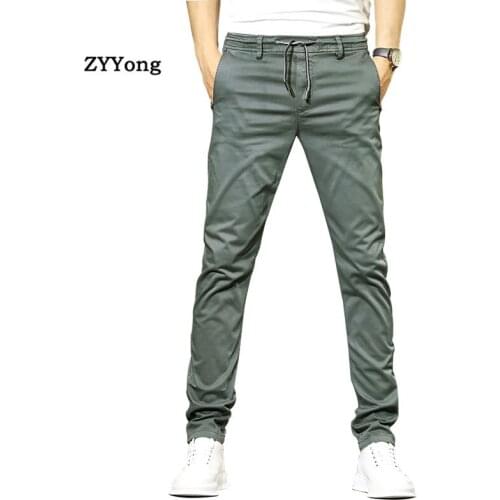 ZYYong High Street Military Mens Casual Pants Cotton Slightly Elastic Comfortable Slim Street Wear Mens Pants Pantones Hombre