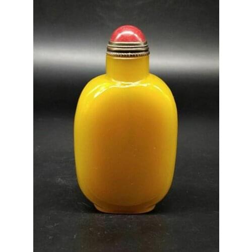 Rare Chinese 3.0 inches Master Hand-carved Yellow Jade Snuff Bottle