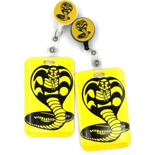 Cobra Kai Snake Cartoon Cute Credit Card Holder Lanyard Women Men Kid Student Retractable Badge Reel ID Name Bus Clips Card