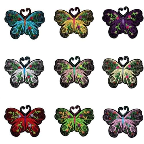 Flower Embroidered Butterfly Patches Iron Bags Stickers Diy Women Girl Dress Appliques Handmade Sewing Garment Accessories