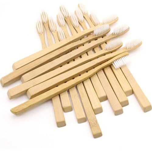 DR.PERFECT 100 PCS/lot Square Style Bamboo Toothbrush Wholesale Eco friendly Wooden Bamboo Toothbrush Oral Care Soft Bristle