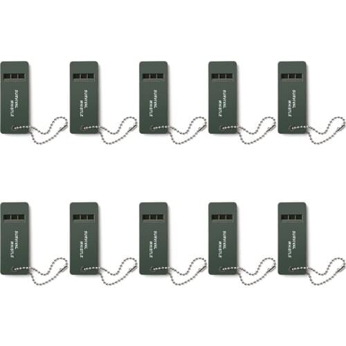 10Pcs Outdoor Survival Emergency Whistle Plastic Rescue Survival Triband Camping Emergency Signal Rescue with Tube