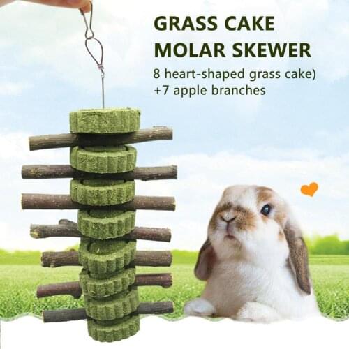 Pet Teeth Grinding Toys Natural Hanging Cookie For Hamster Rabbit Chinchilla Hamster Rabbit Grasses Cake Chew Molar Toy For Pets