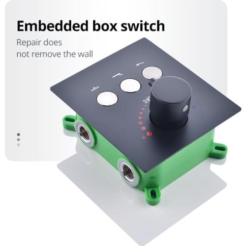 Button Shower Diverter Valve Thermostatic Matt Black Brass Mixer 3 functions to Control Shower / Embedded box / easy installtion